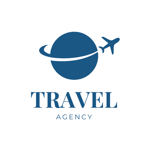 blue minimalist travel agency logo
