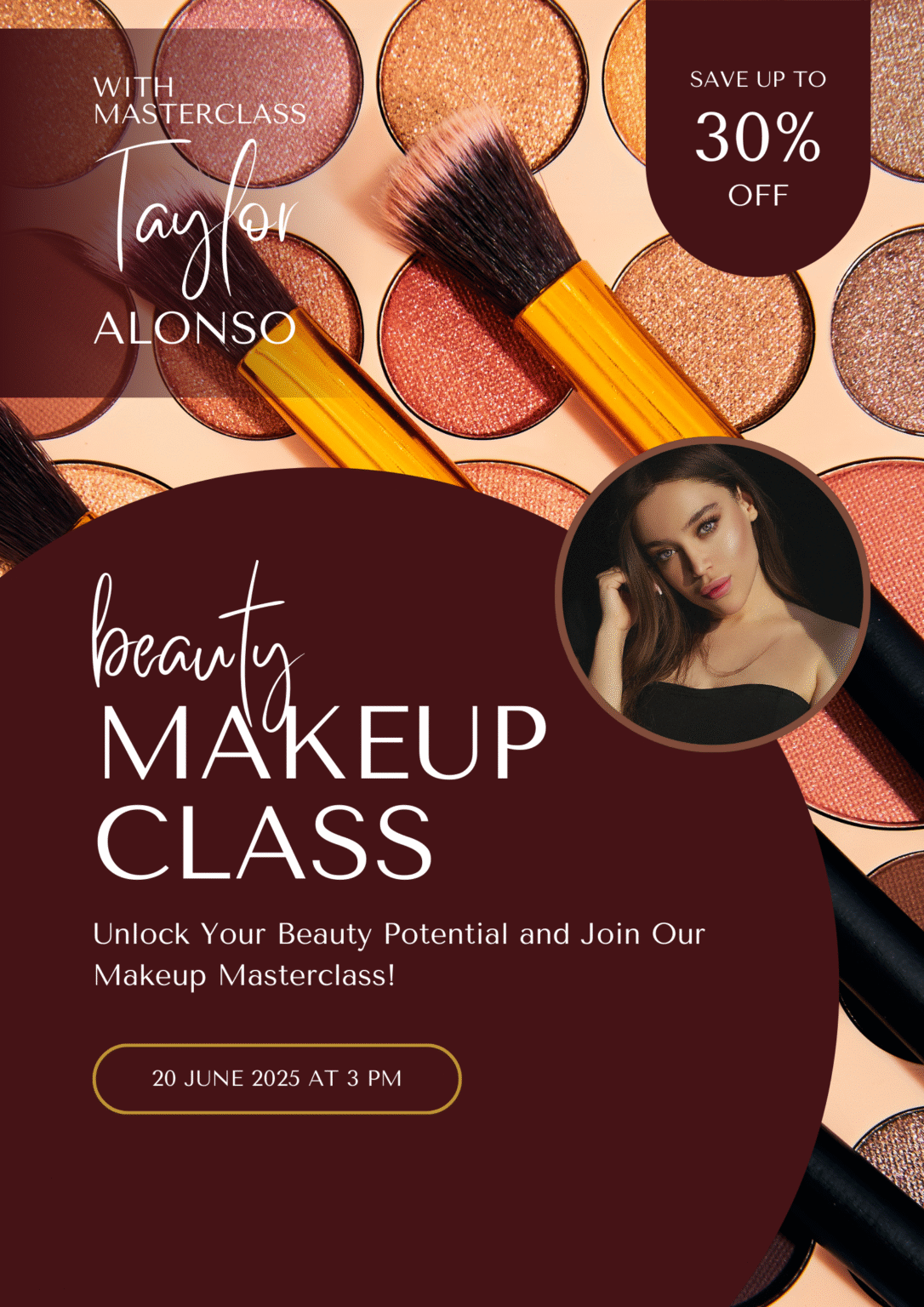 brown minimalist aesthetic beauty makeup class poster