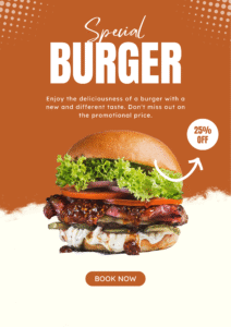 orange and white modern special burger poster